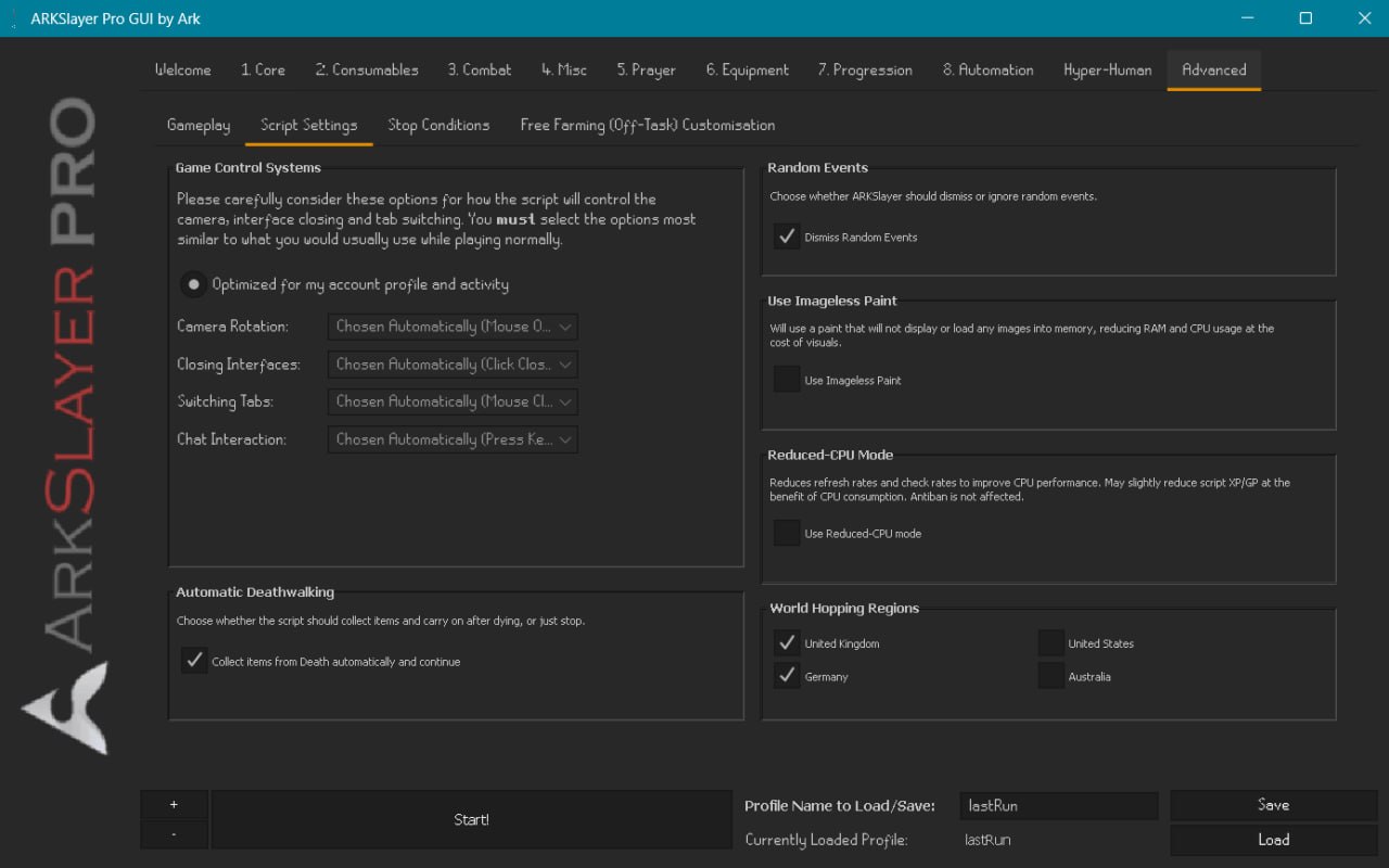 Advanced Script Settings