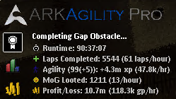 ARKAgility Pro — 90 hour run, 99 Agility, 5,544 laps, 10.7m profit