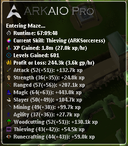 ARKAIO progress report — 600 total levels gained in a single ARKAIO run